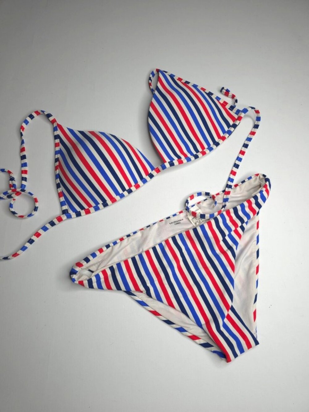 Calzedonia Striped Triangle Bikini Set Size Small Red/Blue/White Padded